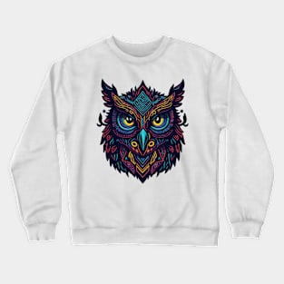 Luminous Neon Vector Owl Art Crewneck Sweatshirt